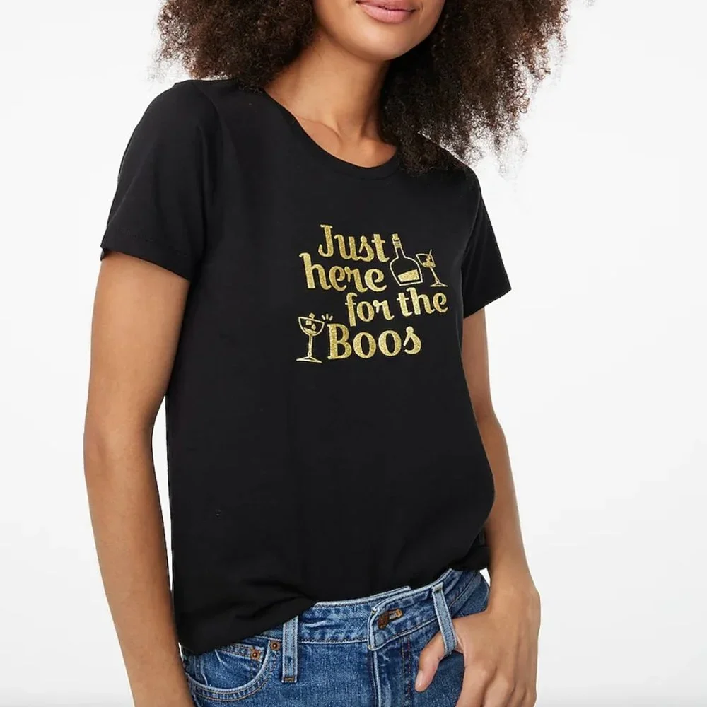 ๐๏ธ 2/$40 Sale ๐๏ธ NWT J.Crew Factory "Just here for the boos" tee - Picture 1 of 4